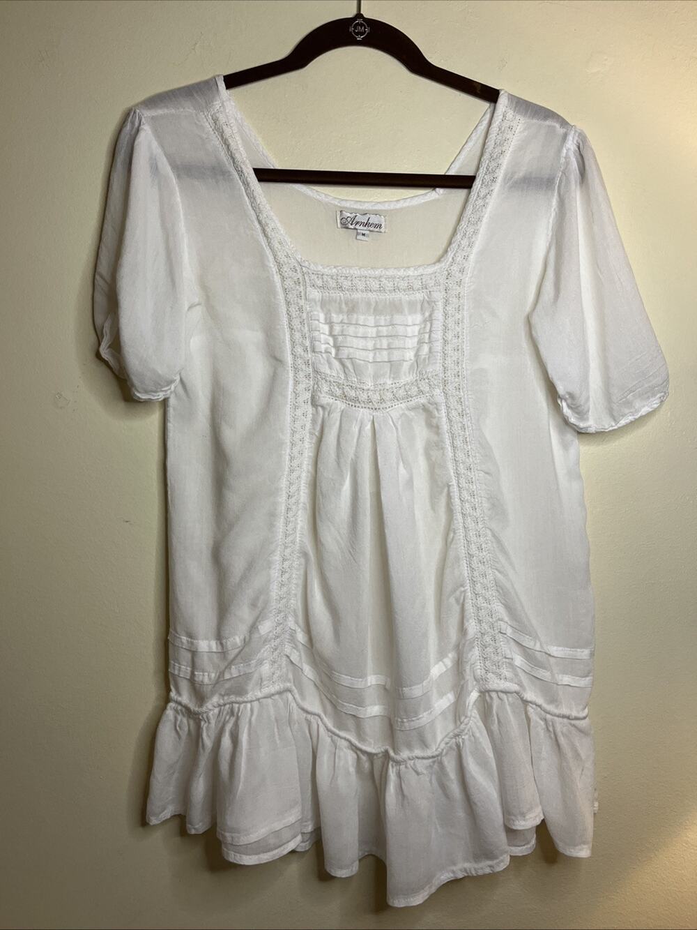 ARNHEM SZ:M WHITE TOP WOMENS AUSTRALIAN FESTIVAL FASHION BOHO CHIC 100% Rayon
